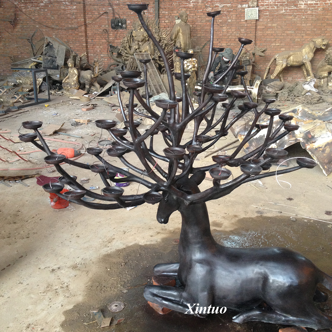 bronze deer lamp