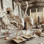 garden crane statues