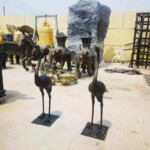 bronze cranes garden statues